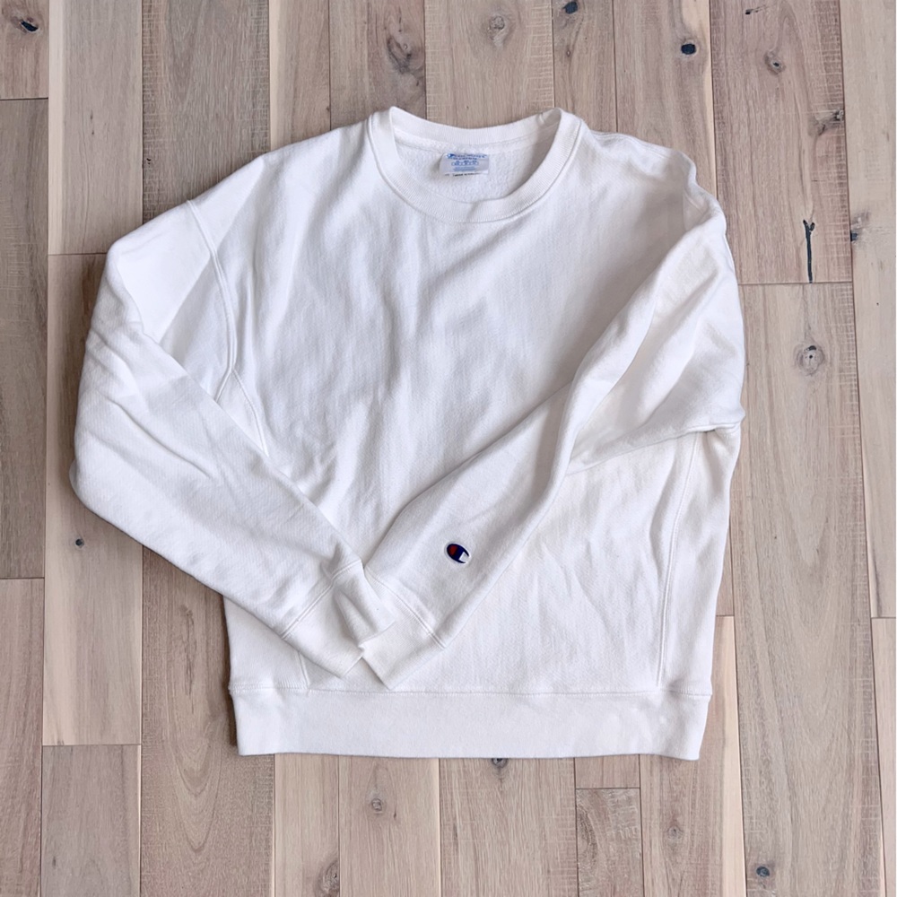 Champion Women's Reverse Weave Crewneck Pullover Sweater White Size M